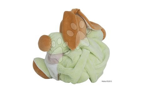 Pentru bebeluși - Iepuraş de pluş cu zornăitoare Plume-Patchwork Green Rabbit Kaloo_1