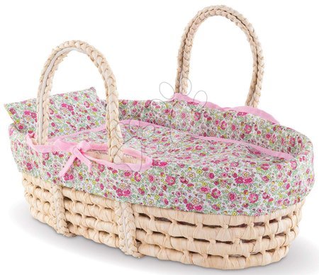 Krevetići i kolijevke za lutke - Pletena košara s dekom i jastukom Braided Basket Floral Corolle
