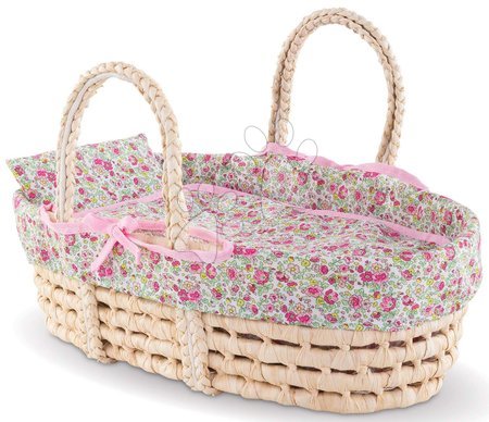 Punčke in dojenčki - Pletena košara z odejo in blazino Braided Basket Floral Corolle