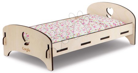 Játékbabák gyerekeknek - Fa babaágy Wooden Bed Floral Corolle