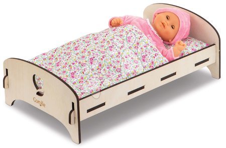 Játékbabák gyerekeknek - Fa babaágy Wooden Bed Floral Corolle_1