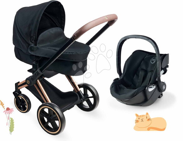 Carritos para muñecas sets - Set de cochecito 3en1 para muñeca Cybex Black 3in1 Pram Corolle