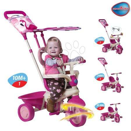 Tříkolky od 10 měsíců - Tříkolka Safari Flamingo Touch Steering smarTrike - 1