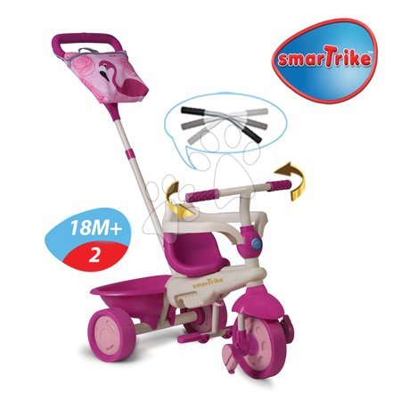 Tříkolky od 10 měsíců - Tříkolka Safari Flamingo Touch Steering smarTrike - 2