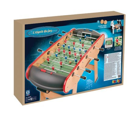 Stolni nogomet - SMOBY 145400 Futbal Lésprit du jeu z masívneho dreva s hlinikovymi hracmi, travnik linoleum a s 2 kork. loptičkami 144*94*90  - 3