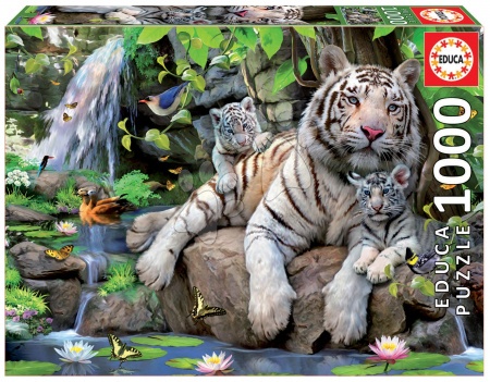 Igračke za sve od 10 godina - EDUCA 14808 PUZZLE 1000 dielov TWhite tigers of Bengal 68x48 cm+ FIX PUZZLE LEPIDLO