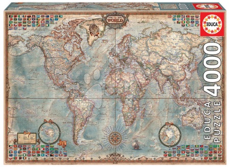 Jucării pentru toți de la 10 ani - Puzzle The World Executive Map Educa