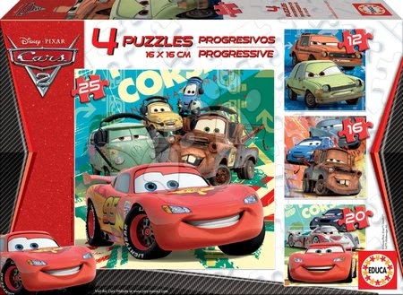 Masini - Puzzle copii Disney Maşini 2 Educa 25-20-16-12 buc de la 24 luni_1