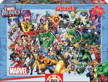 Puzzle i društvene igre - EDUCA 15193 PUZZLE 1000 dielov Marvel, Heroes 1000 ks + lepidlo Fix Puzzle