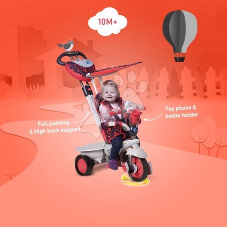 Tříkolky od 10 měsíců - Tříkolka Dream Team Red Touch Steering 4v1 smarTrike - 11
