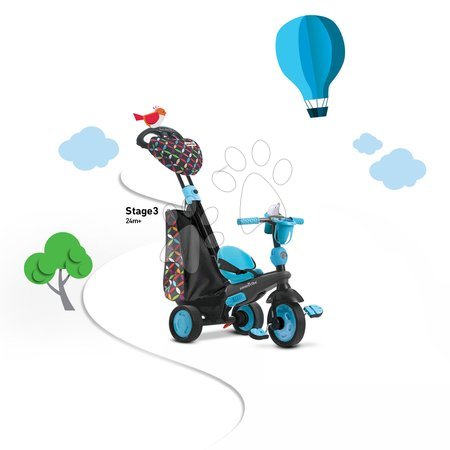 Tříkolky od 10 měsíců - Tříkolka Boutique Blue Touch Steering 4v1 smarTrike - 9