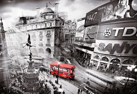 Puzzle 1000 dílků - Puzzle B&W Piccadilly Circus Educa - 1