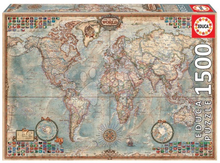 Puzzle 1500 dielne - Puzzle Politická mapa sveta Educa