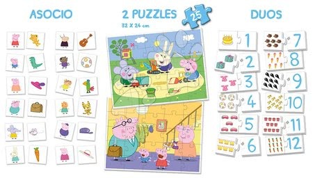 Progresivní dětské puzzle - Puzzle domino a pexeso Peppa Pig Disney Superpack 4v1 Educa_1