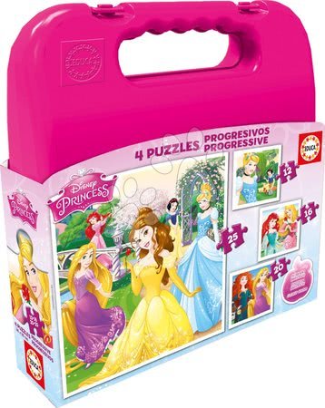 Progresivne dječje puzzle - Dječje puzzle Disney Princeze u kovčegu Educa