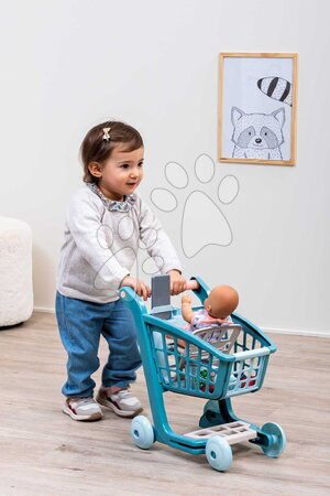 Obchody pre deti - Nákupný vozík s 30 cm bábikou Trolley Doll Vert Azur Écoiffier - 4