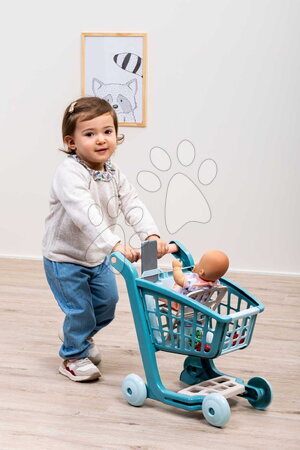 Obchody pre deti - Nákupný vozík s 30 cm bábikou Trolley Doll Vert Azur Écoiffier - 5