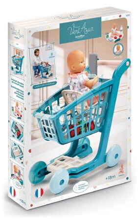 Obchody pre deti - Nákupný vozík s 30 cm bábikou Trolley Doll Vert Azur Écoiffier - 6