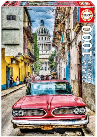 Puzzle 1000 dílků - Puzzle Genuine Vintage car in old Havana Educa