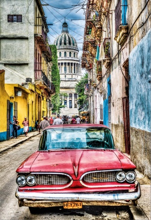 Puzzle i društvene igre - EDUCA 16754 puzzle Genuine Vintage car in old Havana 1000 dielikov od 12 rokov_1