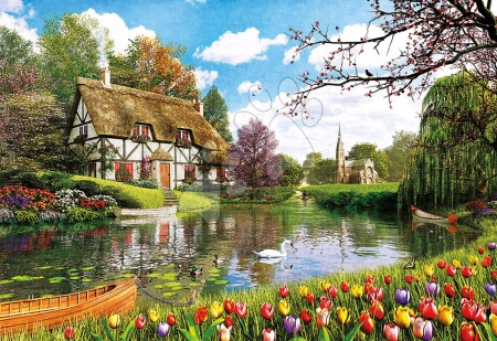 Puzzle 4000 – 8000 dílků - Puzzle Genuine Lakeside Cottage Educa - 1
