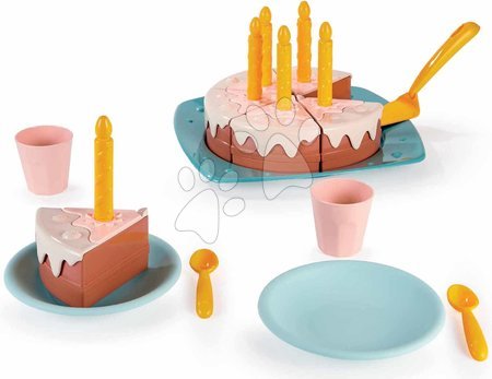 Accesorii și vase de bucătărie de jucărie - Tort de ziua de naștere cu lumânări și glazură Vert Azur Écoiffier