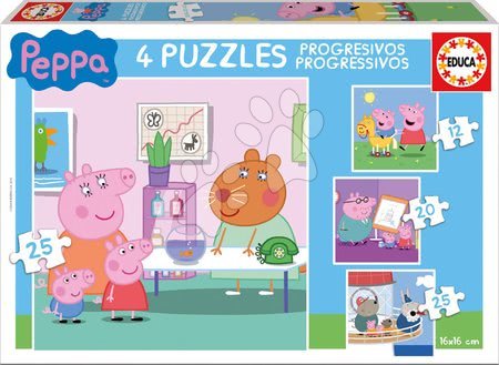 Puzzle Peppa Pig Educa progresivní 12-16-20-25 dílků