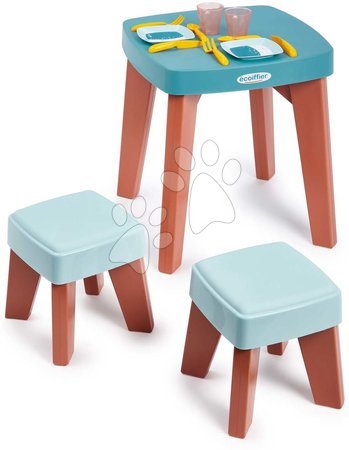 Doplnky do kuchynky - Stôl s dvoma stoličkami Dinning Table Vert Azur Écoiffier 