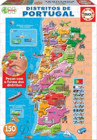 Detské puzzle od 100-300 dielov - Puzzle Mapa Portugalska s monumentami Educa