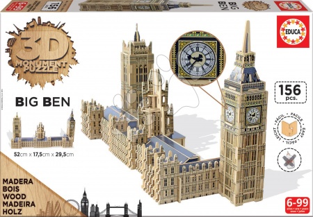 Puzzle 3D - Dřevěné puzzle 3D Monument Big Ben London Educa - 1