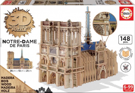 Puzzle 3D - Dřevěné puzzle 3D Monument Notre Dame Educa - 1
