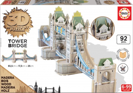 Puzzle 3D - Puzzle fából 3D Monument Tower Bridge Educa - 1