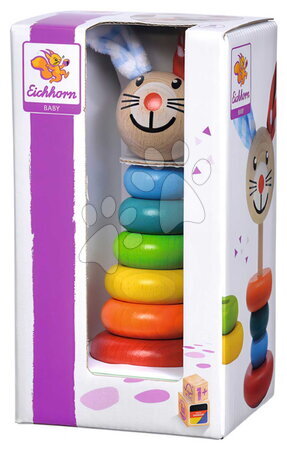 Dřevěné didaktické hračky - Dřevěný zajíček Stacking Rabbit Baby Eichhorn - 3