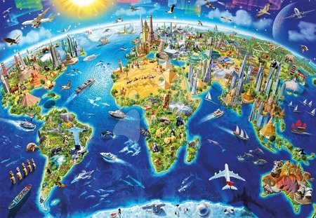 2000 delne puzzle - Puzzle Genuine World Landmarks Globe Educa_1
