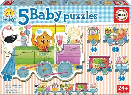 Igrače za otroke od 2. do 3. leta - Puzzle za najmlajše Živalce na vlaku Baby Educa