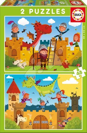 Detské puzzle do 100 dielov - Rozprávkové puzzle Drak a Rytier Educa