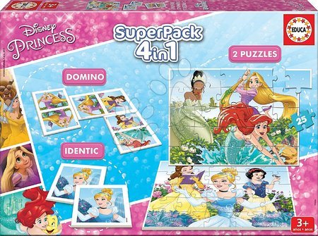 Puzzle a spoločenské hry - Puzzle Disney Princezné SuperPack 4v1 Educa