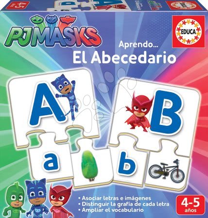 Družabne igre za otroke - Poučna igra Učimo se abecede PJ Masks Educa s sličicami in črkami 78 delov od 4-5 let