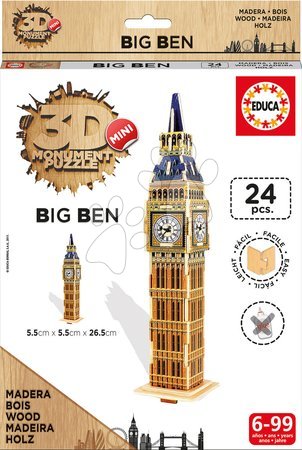 Puzzle 3D - Dřevěné puzzle 3D Big Ben London Mini Monument Educa - 1