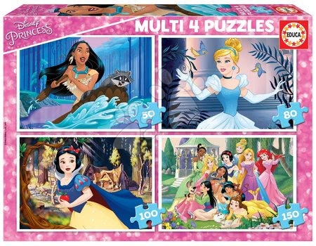 Progresivní dětské puzzle - Puzzle Multi 4 Disney Princess Educa