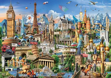 Puzzle 2000 dielne - Puzzle Europe Landmarks Educa_1