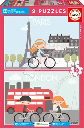 Gyerek puzzle - Puzzle Paris&London Apanona Children's Villages Educa