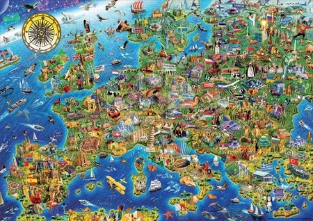 Puzzle 500 elementów - Puzzle Crazy Mapa Europy Educa - 1