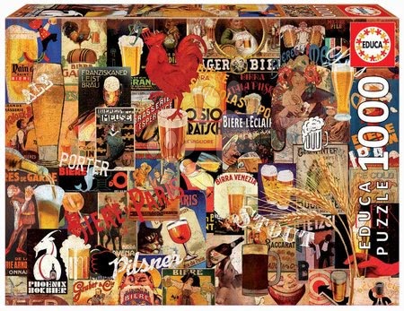Puzzle 1000 dielne - Puzzle Vintage Beer Collage Educa