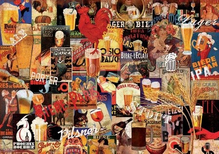 Puzzle 1000 dílků - Puzzle Vintage Beer Collage Educa - 1