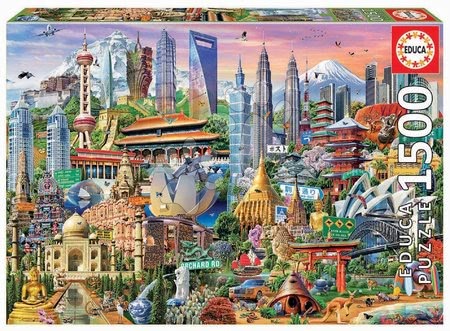 Puzzle cu 1500 de bucăți - Puzzle Asia Landmarks Educa