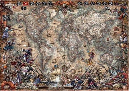 Puzzle 2000 dielne - Puzzle Pirates Map Educa 2000 dielov a Fix lepidlo od 11 rokov_1
