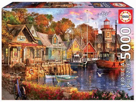 Puzzle 4000 - 8000 dielne - Puzzle The harbour evening Educa