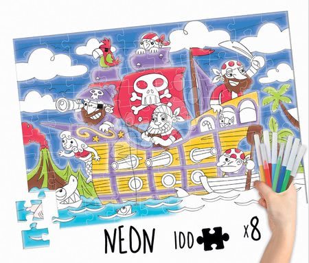 Puzzle dla dzieci od 100-300 elementów - Puzzle kolorowanki Piraci Colouring Activities w walizce Educa - 2