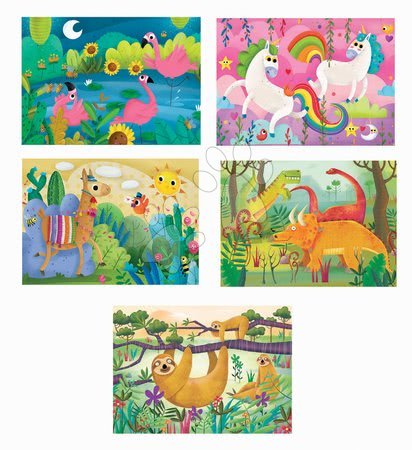 Detské puzzle do 100 dielov - Set puzzle Mini Box Puzzle Educa 5 druhov zvieratiek 48-dielové od 4 rokov_1